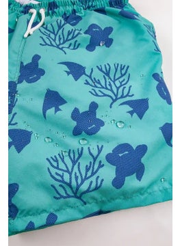 Gold Class Kidswear Ocean Themed Printed Drawstring Lined Boys Swim Shorts  - Image 3
