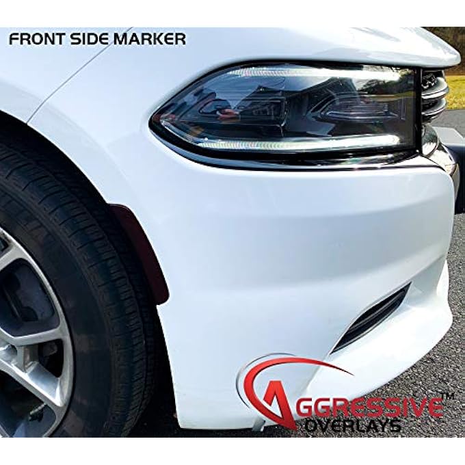 rayihni For 20152020 Dodge Charger Front  Rear Tinted Side Marker Light Overlays  Precut Smoked Vinyl Tint Film Black Out Dark Smoked 20 Dark Smoked - Image 4
