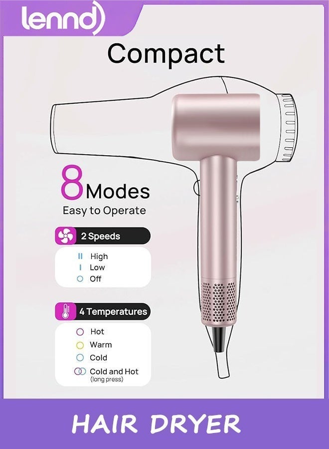 LENND Hair Dryer, High-Speed Ionic Low Noise Blow Dryer with Brushless Motor for Fast Drying, Thermo-Control Quiet Compact Hair Blow Dryer for Curly Hair for Home Travel Salon - Image 5