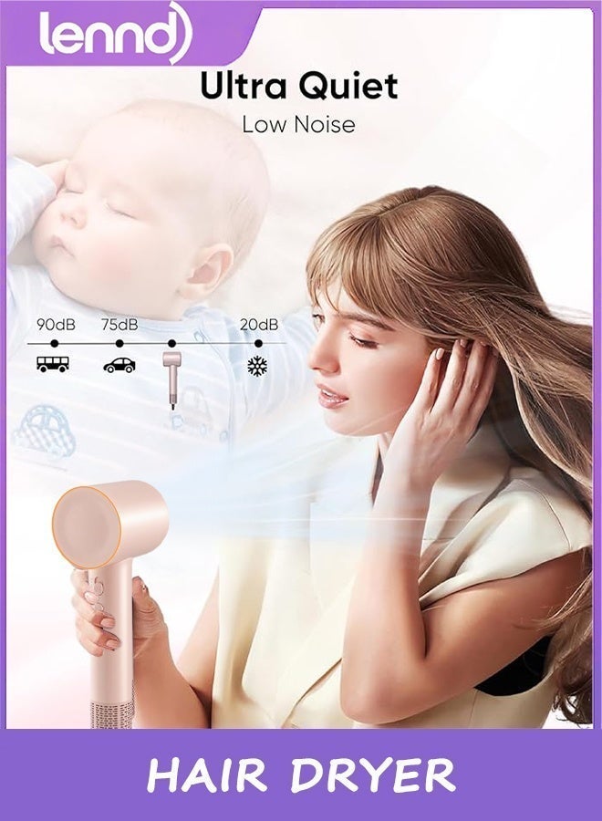 LENND Hair Dryer, High-Speed Ionic Low Noise Blow Dryer with Brushless Motor for Fast Drying, Thermo-Control Quiet Compact Hair Blow Dryer for Curly Hair for Home Travel Salon - Image 3