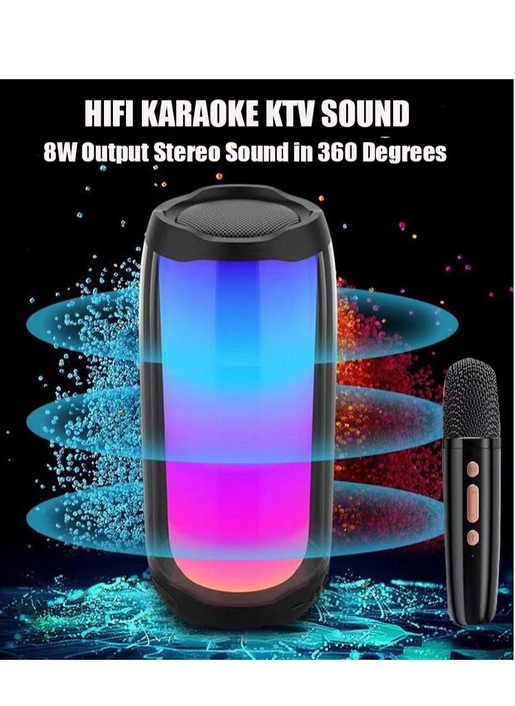 Furtey - Bluetooth Speaker Black With 1 Wireless Microphones For Karaoke and Play Music Portable Karaoke Machine Multiple Fuctions Voice Changing Effects LED Dancing Light Remove Original Singer's Voice For Ki - Image 1