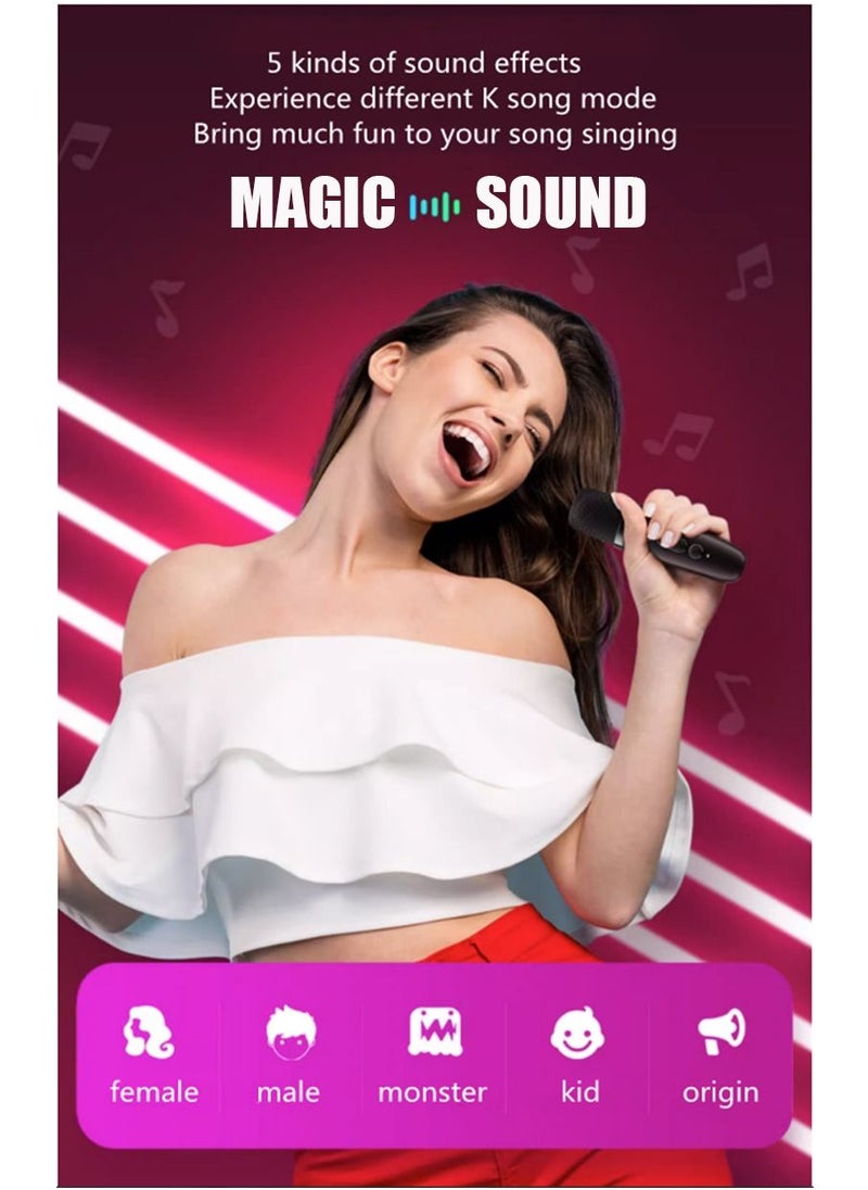 Furtey - Bluetooth Speaker Black With 1 Wireless Microphones For Karaoke and Play Music Portable Karaoke Machine Multiple Fuctions Voice Changing Effects LED Dancing Light Remove Original Singer's Voice For Ki - Image 1