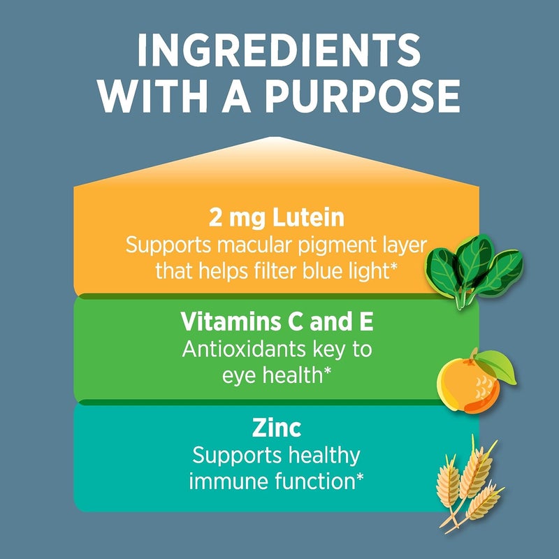 Ocuvite أقراص أوكوفيت باوش ولوم المكملات الغذائية بالفيتامينات والمعادن مع اللوتين 120 حبة في زجاجة - Image 2