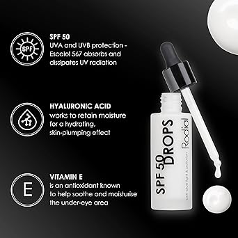 Rodial Drops SPF 50 30ml Daily Face Serum with Hyaluronic Acid Vitamin E Broad Spectrum UVAUVB Protection Hydrating SPF Moisturiser AntiPhotoaging Skincare - Image 3