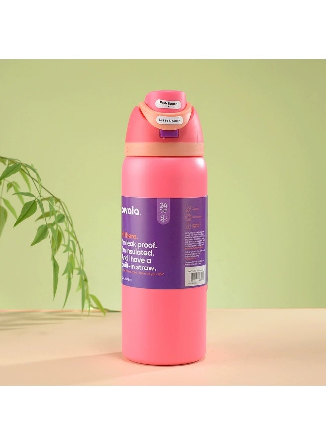 Owala FreeSip Insulated Stainless Steel Water Bottle With Straw For Sports Travel And School BPA Free Sports Water Bottle(Pink 32OZ) - Image 1