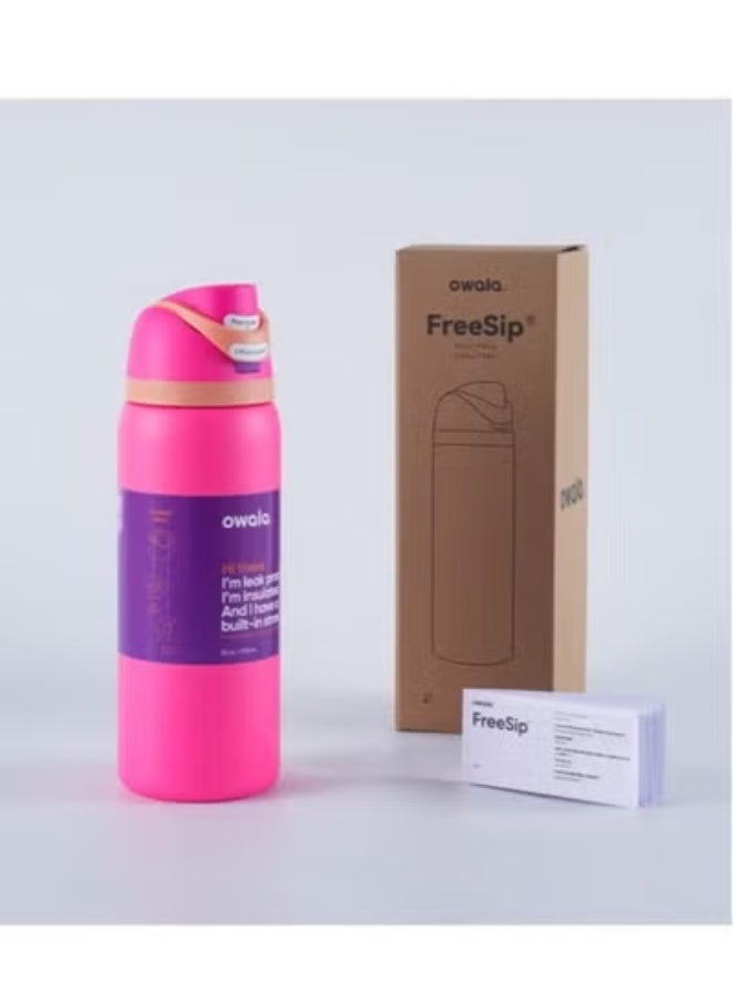 Owala FreeSip Insulated Stainless Steel Water Bottle With Straw For Sports Travel And School BPA Free Sports Water Bottle(Pink 32OZ) - Image 3