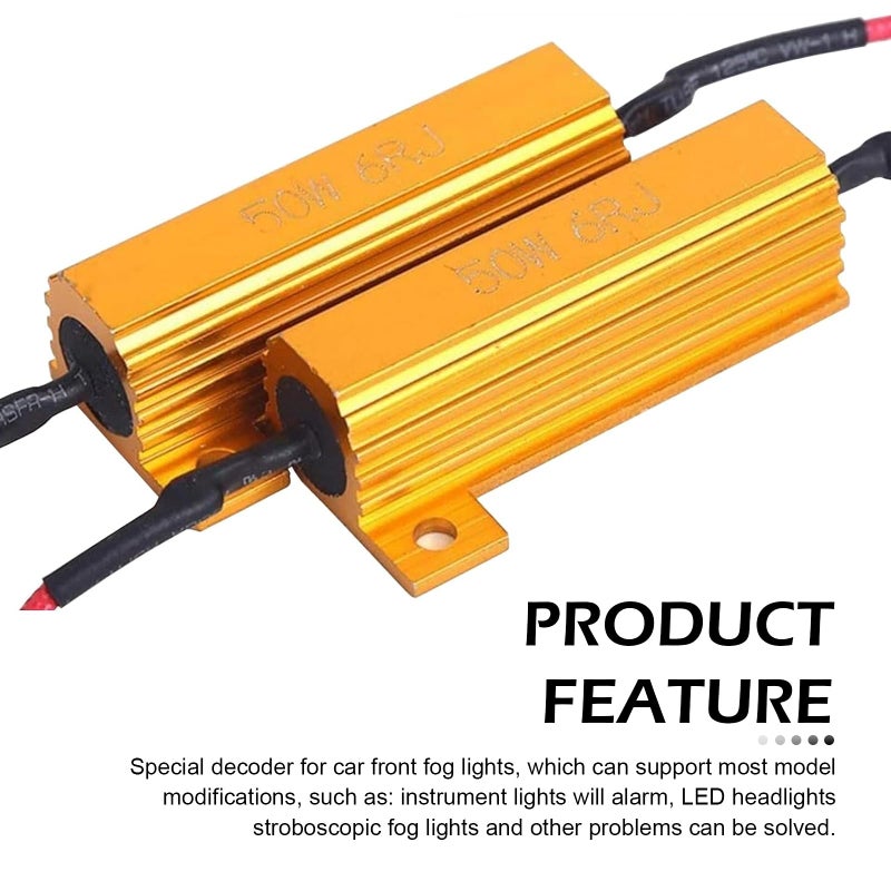 Qurbuns 2 PCS 9005/9006 LED Load Resistor Kit, 50W Headlight Bulb Decoder, Anti Flicker Harness Resistor Kit, Pure Copper Wire Plug and Play Warning Canceller, Universal for Most Cars (Black) - Image 3