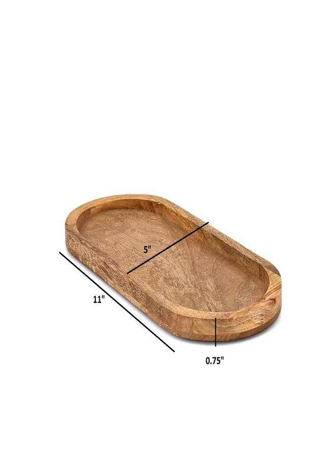 Mahasu Platters Mango Wood Natural Wood Serving Platters Set with Lip Oval for Food Holder/BBQ, Serve Cheese, Sushi (11" X 5" X 0.75") - Image 5