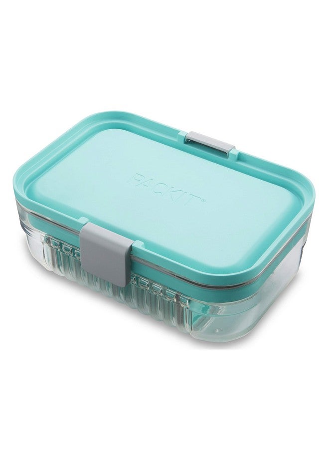 PackIt Mod Lunch Bento Food Storage Container, Mint Green, Shatterproof Crystal Clear Base, with Leak-resistant Dividers and Lid, Microwavable, Dishwasher Safe, Perfect for Meal Prep - Image 2