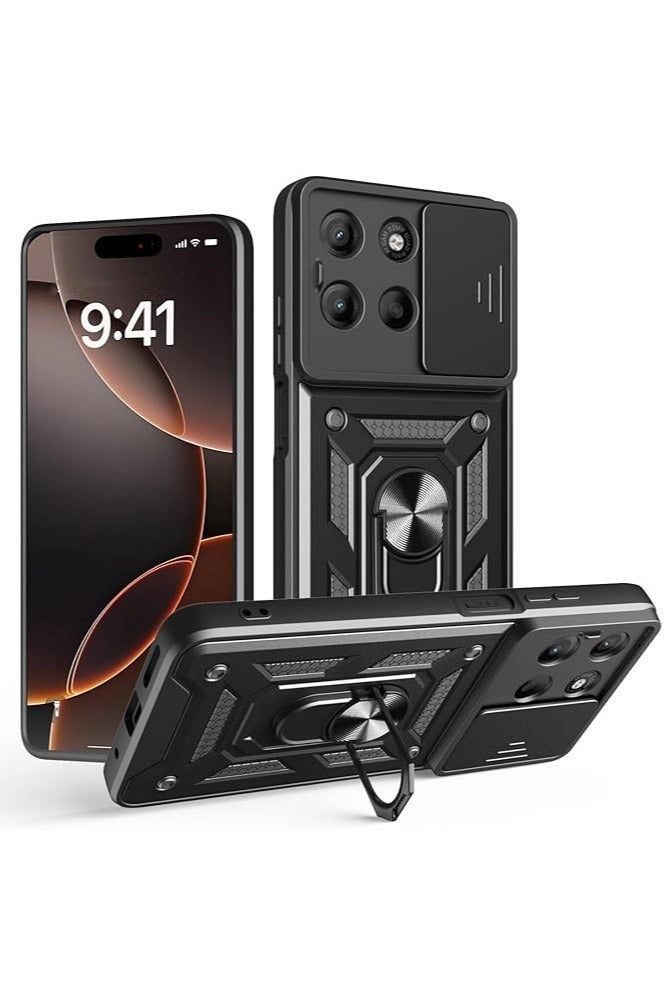 فانكالو غطاء هاتف لموتورولا موتو G56 5G مع غطاء كاميرا منزلق غطاء هاتف واقي من السقوط مع حامل مغناطيسي للسيارة - Image 1