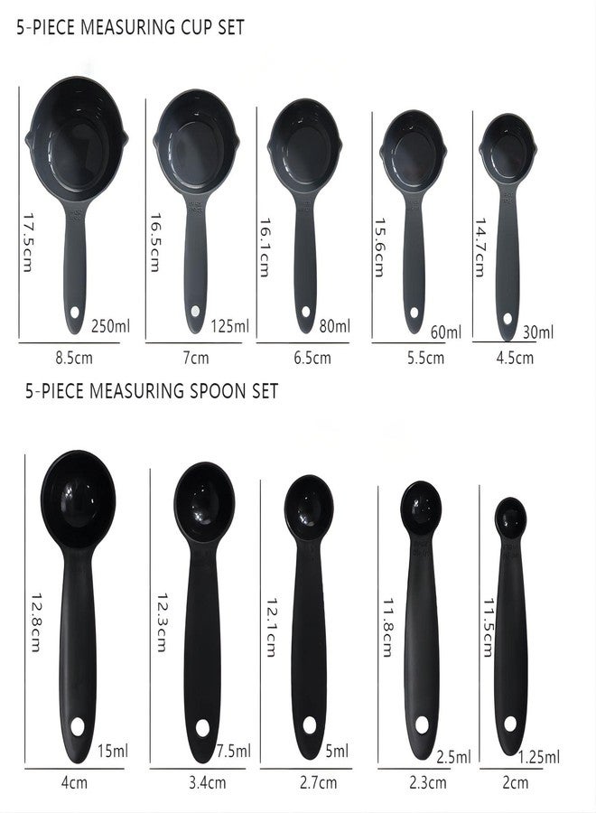Smithcraft Plastic Measuring Cups and Spoons Set 10 Pieces, 5 Measuring Cups and 5 Measuring Spoons Set Measure Cups Spoons for Baking and Kitchen Color Khaki - Image 5
