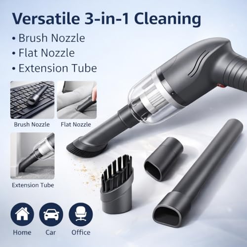 QLECT 12kPA Powerful Suction 60W Wireless Hand Vacuum 3-in-1 Wireless Portable Vacuum Cleaner, BLDC Motor HEPA Filter, Compact & Lightweight for Car, Home use, & Pet Hair - Image 4