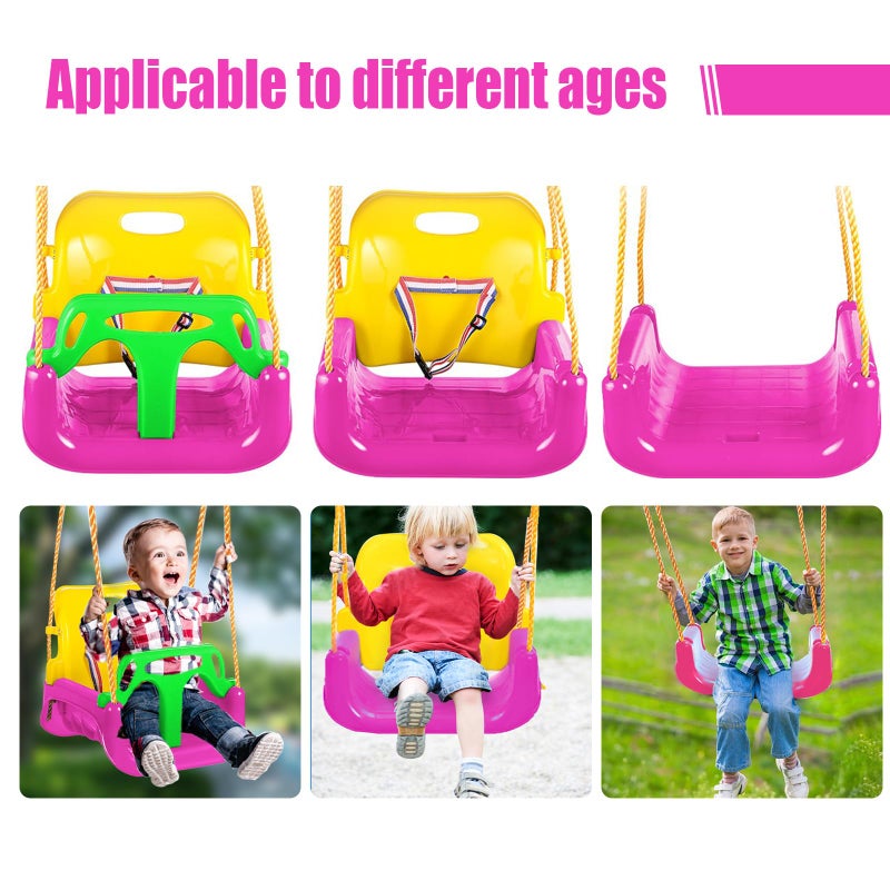 IFOYO 3-in-1 Convertible Kids Swing Seat with Detachable High-Back Support, Secure Indoor/Outdoor Playground Swing for Kids (Pink) - Image 4