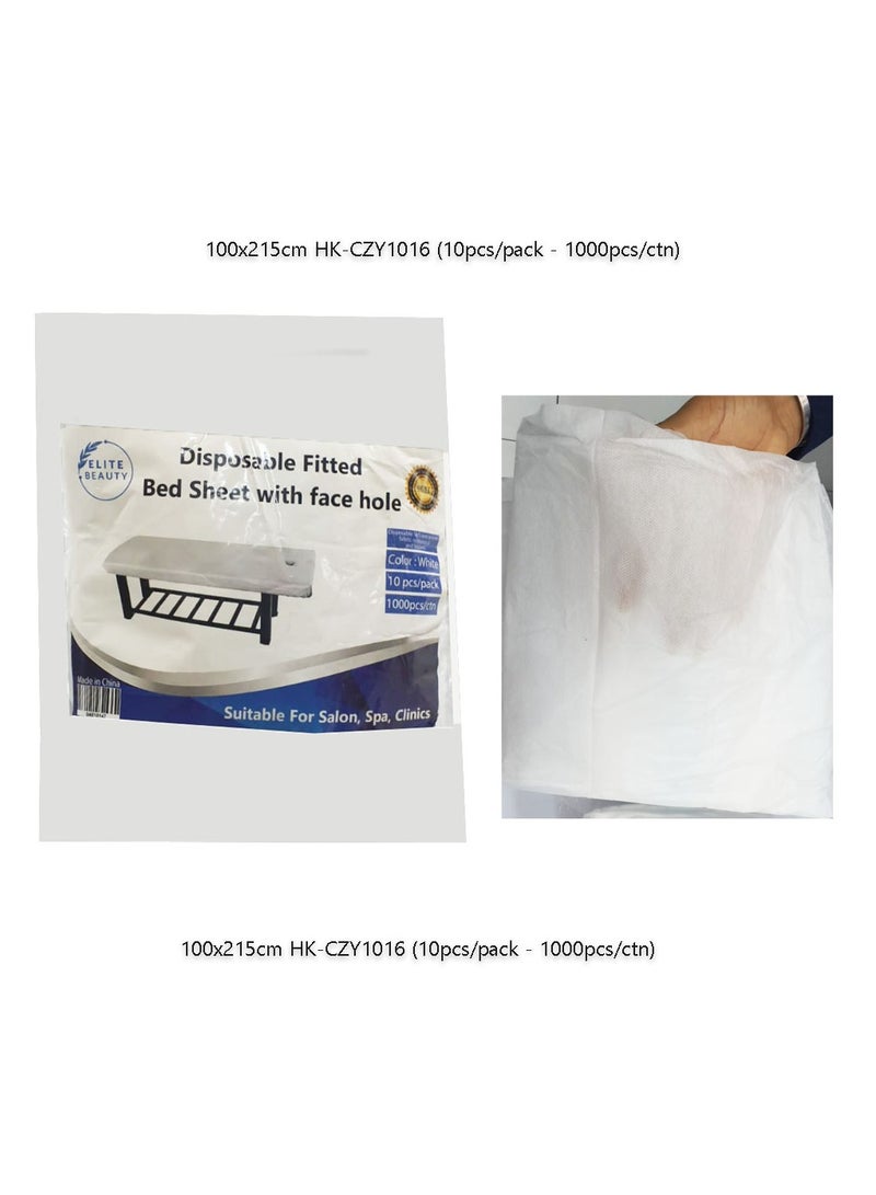 Elite Beauty Disposable Fitted Bed Sheet with face Hole 100x215cm HK-CZY1016 (10pcs/pack - 1000pcs/ctn) - Image 1
