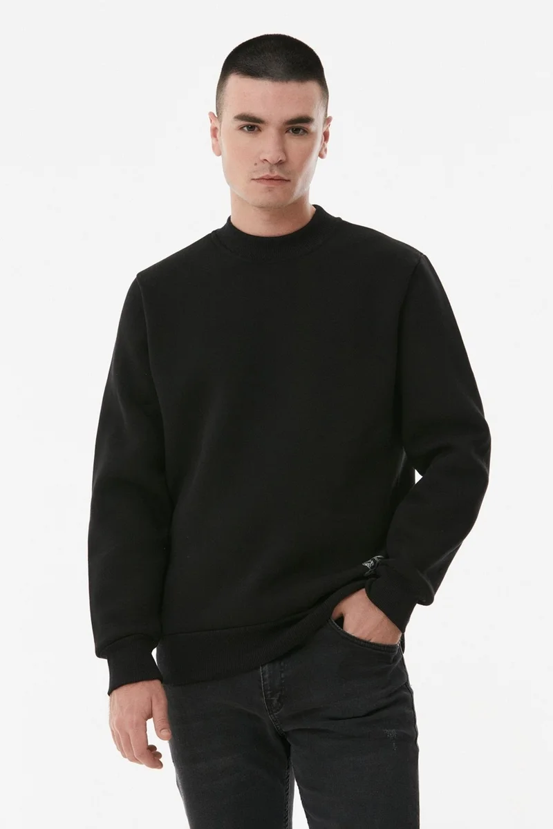 FullaModa Basic Stand Collar Sweatshirt