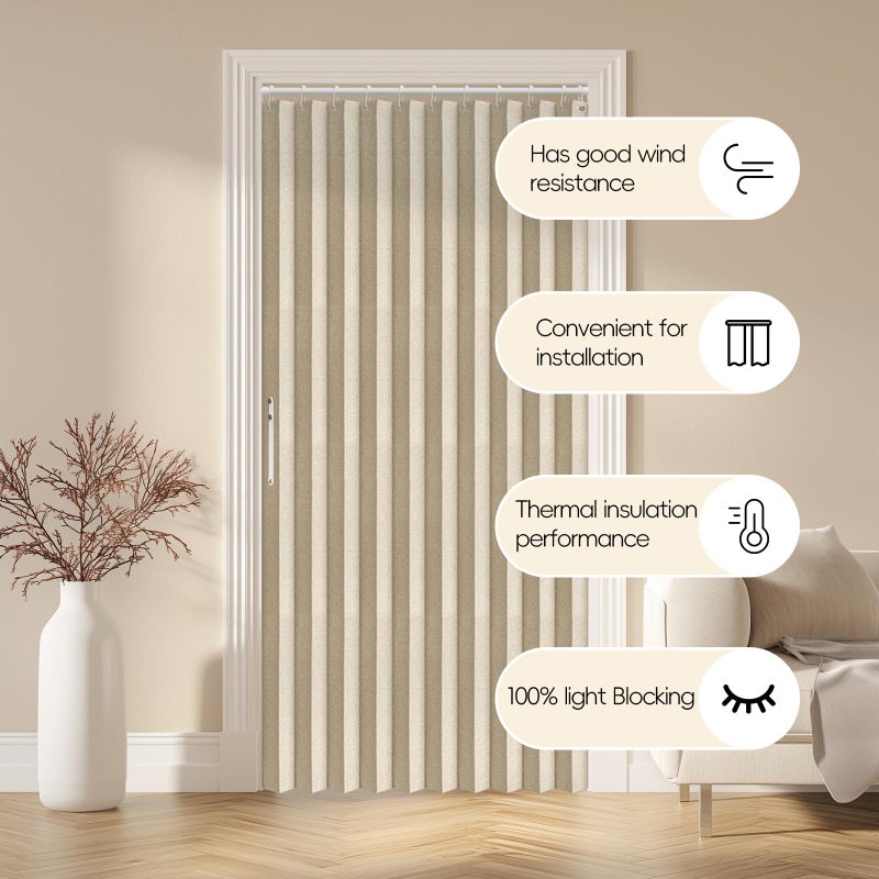 A-jazz AJAZZ 100%Blackout Magnetic Door Curtain Pleated Door Curtain Folding Door Accordion Door Closet Door Curtain Invisible Applicable Bedroom Room Living Room Doorway (Cream yellow 42"" W x 78"" L) 1 Panel - Image 2