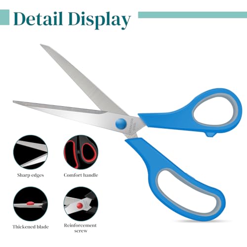 Xnluothsk 18 Packs 8" Sewing Craft Scissors Bulk,Multipurpose Heavy Duty Sharp Paper Scissors,All Purpose Stainless Steel Scissors for Home Office Student Teacher Supplies - Image 3