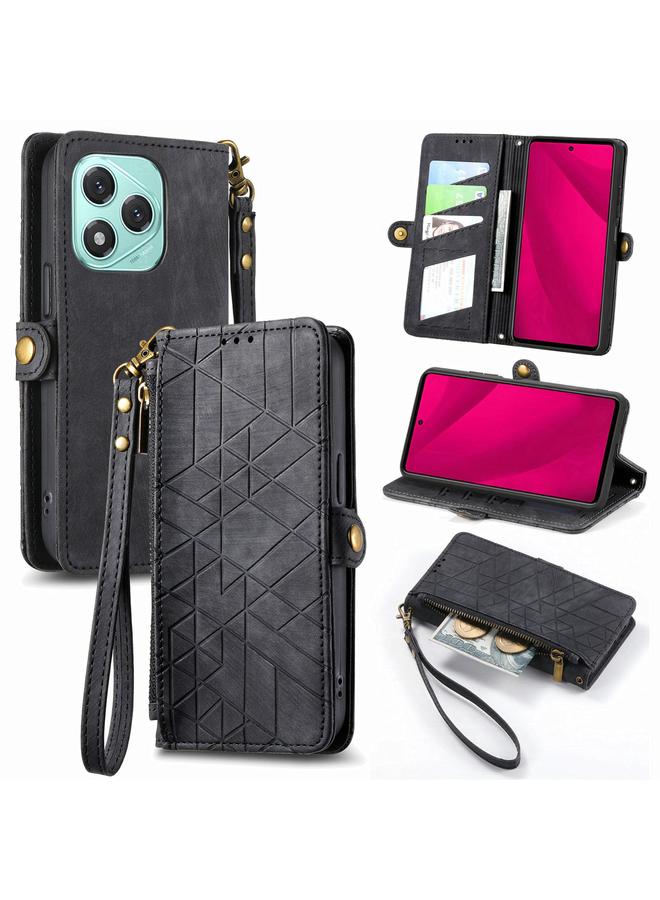 S-TOP Case For Honor 400 Lite Geometric Zipper Wallet Side Buckle Leather Phone Case - Image 1