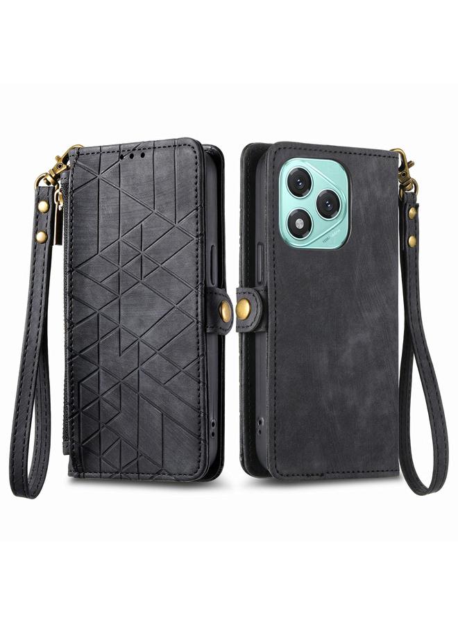 S-TOP Case For Honor 400 Lite Geometric Zipper Wallet Side Buckle Leather Phone Case - Image 2