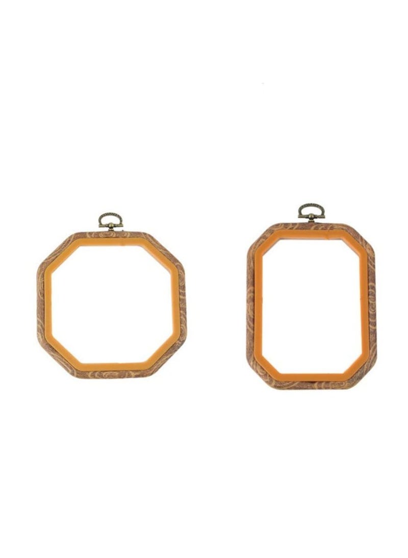 Y&D 2pcs Embroidery Hoop Octagon Shape Cross Stitch Ring Imitated Wood Display Frame for Art Craft Handy Sewing and Hanging  - Image 1