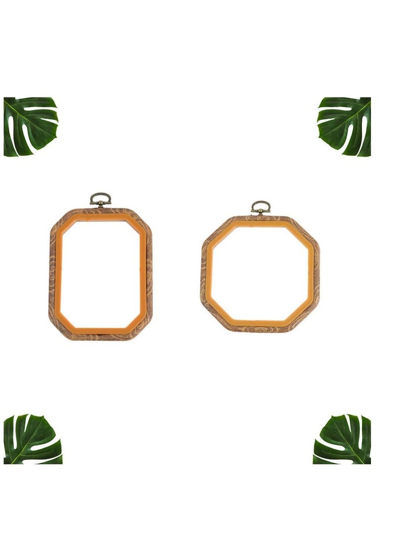 Y&D 2pcs Embroidery Hoop Octagon Shape Cross Stitch Ring Imitated Wood Display Frame for Art Craft Handy Sewing and Hanging  - Image 3