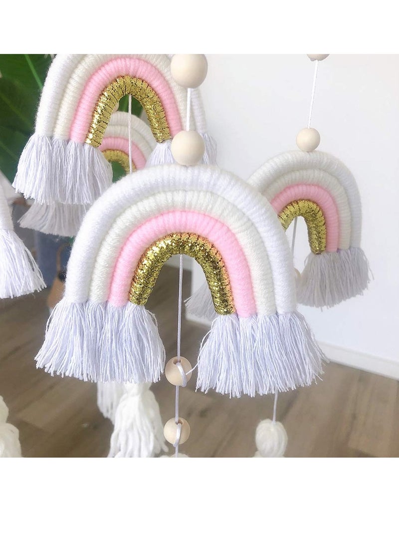SYOSI Baby Crib Mobile Wall Hanging Decor, Boho Rainbow Nursery Decor, Rainbow Baby Mobile Hanging Macrame for Bassinet Nursery Decor  - Image 3