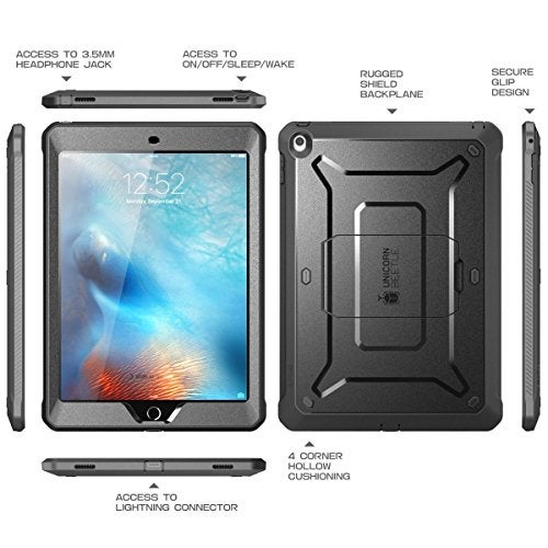 SUPCASE for iPad 97 Inch Case 6th5th Generation Unicorn Beetle Pro Builtin Screen Protector Stand Heavy Duty Full Body Shockproof Rugged Protective Case for iPad 97 20182017 Black - Image 3