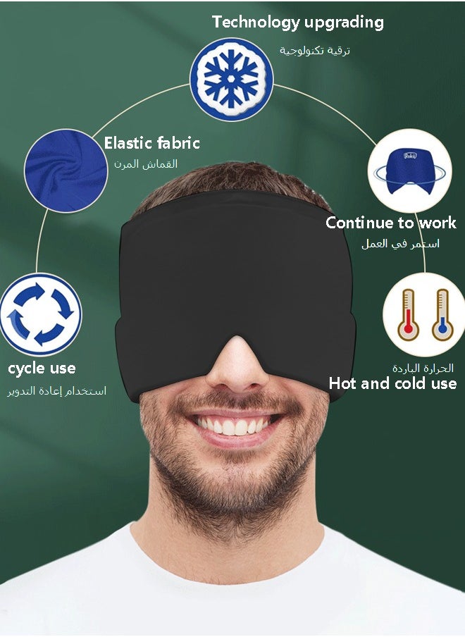 Migraine Relief Cap Soothing Headache Ice Pack Mask Products Cooling Gel Hat Face Cold Compress Head Wrap for Tension Stress Hangover