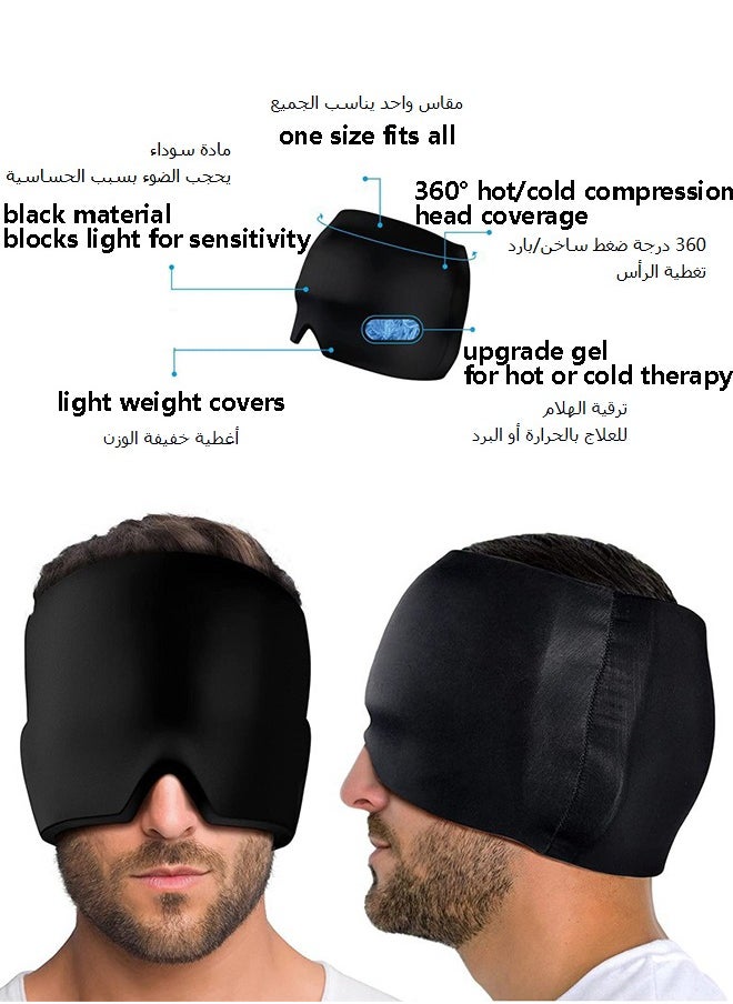 Migraine Relief Cap Soothing Headache Ice Pack Mask Products Cooling Gel Hat Face Cold Compress Head Wrap for Tension Stress Hangover