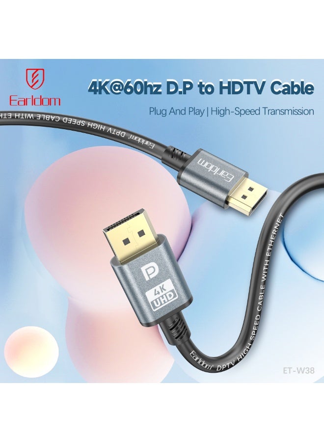 Earldom ET-W38 4K@60hz D.P to HDTV Cable 2M - Image 2