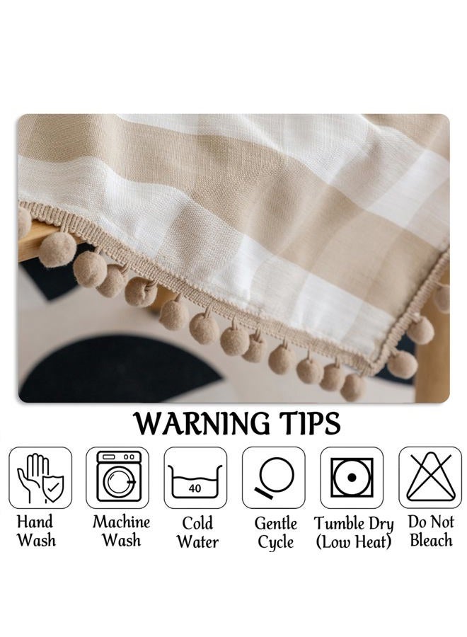 Jubilantex Buffalo Plaid Table Cloth for Rectangle Tables with Tassel Beige and White Rustic Linen Textured Farmhouse Heavyweight Burlap Table Cover for Kitchen Dining Tabletop Decoration,60x 84 inch - Image 5