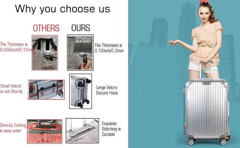 FABULWAY Clear PVC Suitcase Cover Protectors Thicken Luggage Cover Protector Full Transparent Waterproof Wheeled Dustproof Luggage Sleeve Protector 26" - Image 4