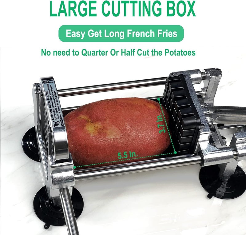 Eascandy French Fry Cutter, Heavy Duty Potato Slicer, Stainless Steel French Fries Cutter for Sweet Potato, Carrot, Yam, Cucumbers, 1/2&3/8&1/4 Cutter - Image 3