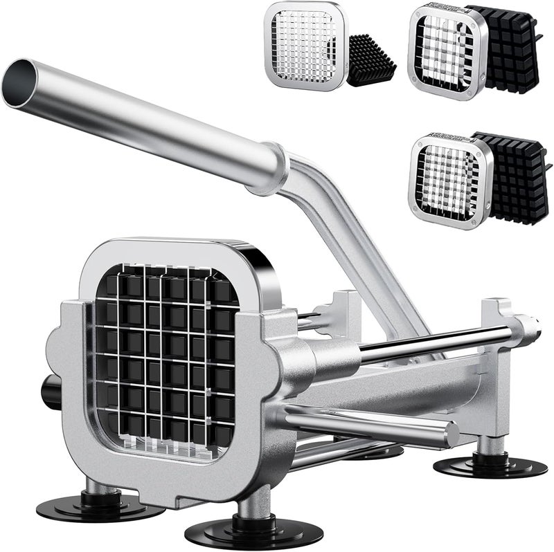 Eascandy French Fry Cutter, Heavy Duty Potato Slicer, Stainless Steel French Fries Cutter for Sweet Potato, Carrot, Yam, Cucumbers, 1/2&3/8&1/4 Cutter - Image 1