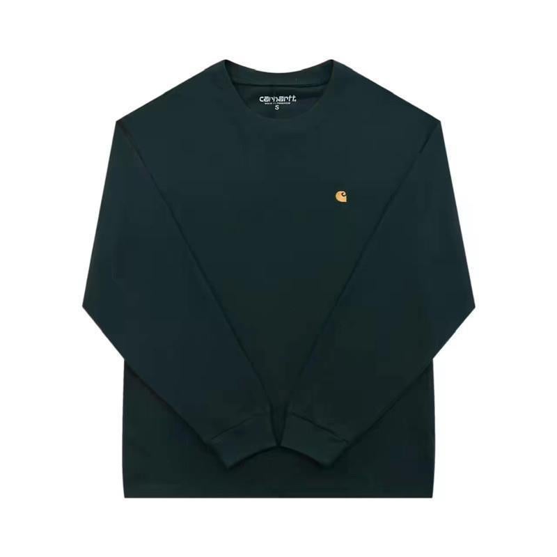 Carhatt New Trendy Brand Correct Version Japanese Classic Gold Chest Small Logo Men'S And Women'S Round - Image 1
