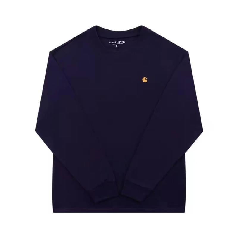 Carhatt New Trendy Brand Correct Version Japanese Classic Gold Chest Small Logo Men'S And Women'S Round - Image 5