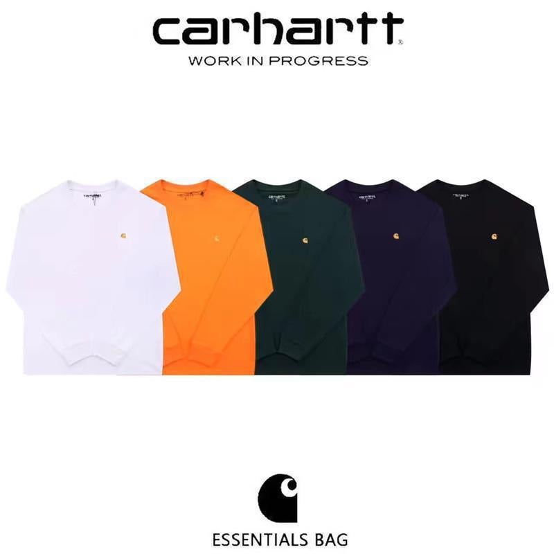 Carhatt New Trendy Brand Correct Version Japanese Classic Gold Chest Small Logo Men'S And Women'S Round - Image 2