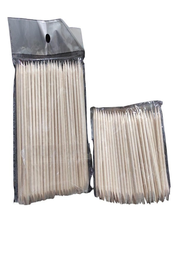 FEELHIGH 100 قطعة عصي برتقالية للأظافر - دافعة جلدية خشبية مزدوجة الجوانب متعددة الوظائف، غير سامة، أدوات خشبية آمنة للبشرة لتجميل الأظافر والعناية بالقدمين للاستخدام المنزلي والصالونات (100 قطعة صغيرة و 100 قطعة كبيرة) - Image 1