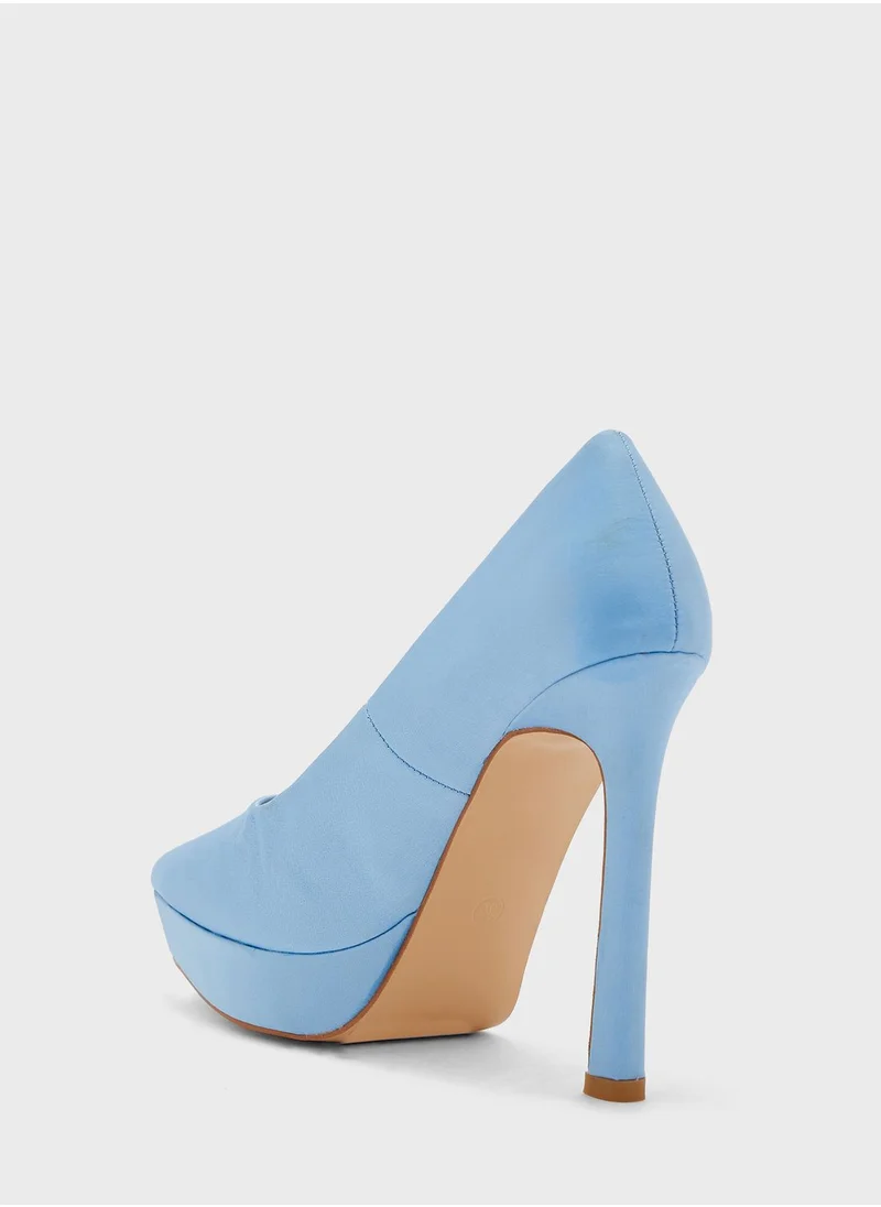 Ginger Satin Platform Pointed Pump