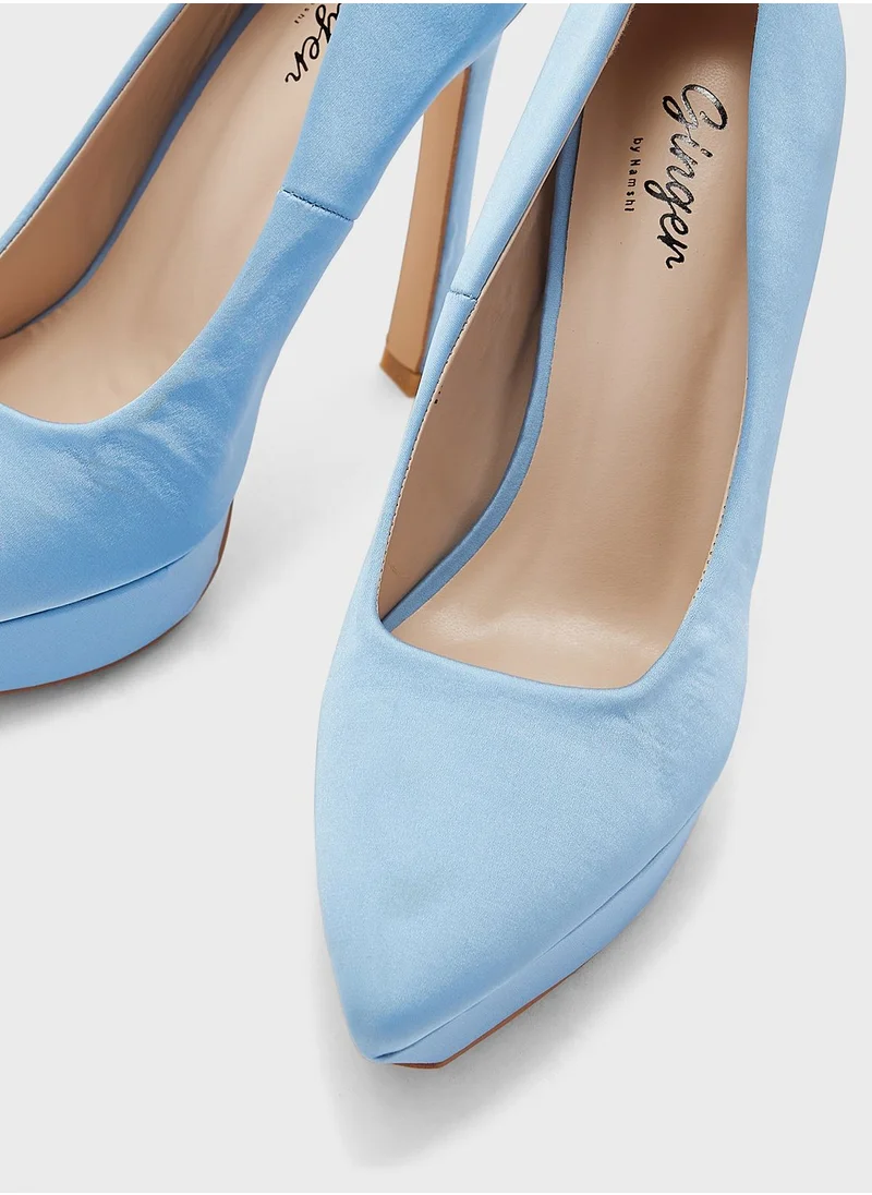 Ginger Satin Platform Pointed Pump