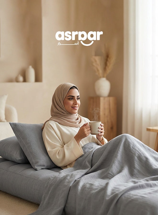 Asraar Travel & Guest Comfort Package – Complete 3-Piece Sleeping Set | Blanket 220x140 cm, Sleeping Mat 200x100 cm, Pillowcase 75×50 cm, Ideal for Travel, Camping & Guest Use - Light Grey - Image 2