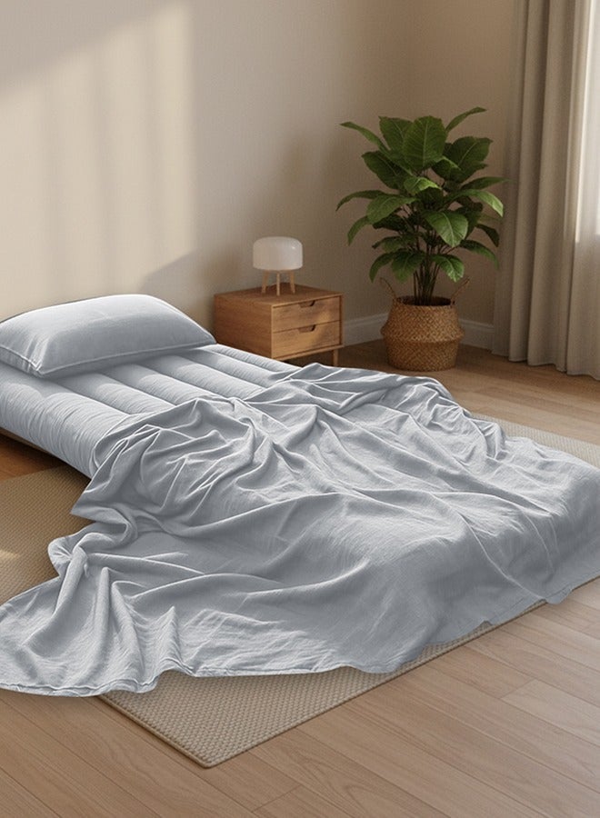 Asraar Travel & Guest Comfort Package – Complete 3-Piece Sleeping Set | Blanket 220x140 cm, Sleeping Mat 200x100 cm, Pillowcase 75×50 cm, Ideal for Travel, Camping & Guest Use - Light Grey - Image 1