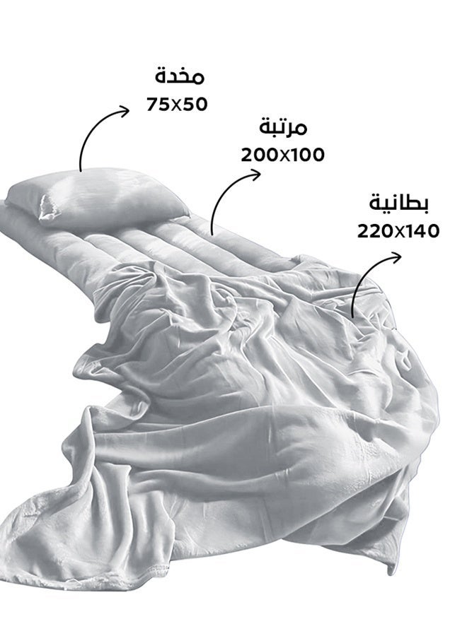Asraar Travel & Guest Comfort Package – Complete 3-Piece Sleeping Set | Blanket 220x140 cm, Sleeping Mat 200x100 cm, Pillowcase 75×50 cm, Ideal for Travel, Camping & Guest Use - Light Grey - Image 5