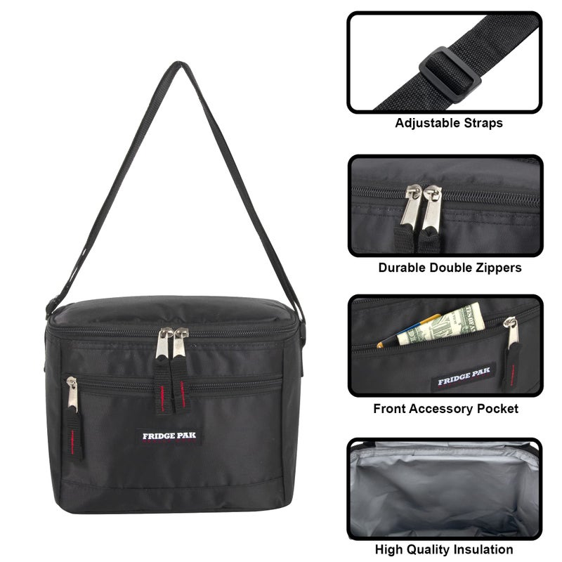 Fridge Pak 6 Can Cooler Bags Insulated Soft Cooler Lunch Bag for Men, Waterproof Leak Proof Cooler Bags Insulated (Black on Black) - Image 2