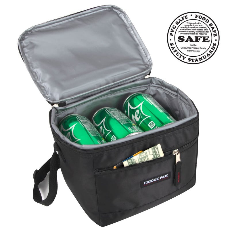 Fridge Pak 6 Can Cooler Bags Insulated Soft Cooler Lunch Bag for Men, Waterproof Leak Proof Cooler Bags Insulated (Black on Black) - Image 3