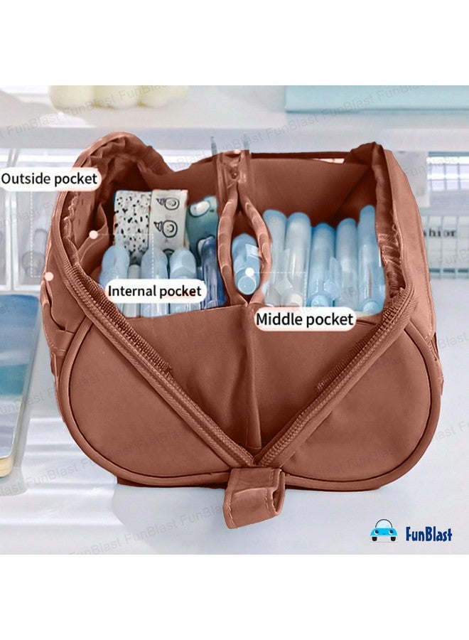 FunBlast Large Capacity Pencil Bag - Multi Compartment Transparent Pencil Pouch with Zipper, Portable Makeup Pouch, Aesthetic Pouch, Cute Stationery Bag for Students Girls Adults Office (Tan) - Image 4