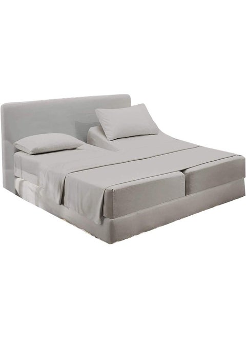 happy at home Split King Sheets for Adjustable Beds - Fits Upto 18" Deep Pocket Split King Sheets - Giza Dream Sheets -Twin XL- 5 Pcs Split King Sheet Set - Giza Cotton Sheet Set -Silver Split King