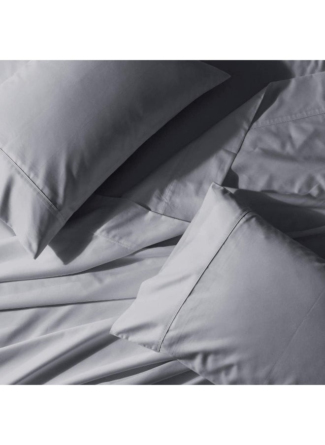 happy at home Split King Sheets for Adjustable Beds - Fits Upto 18" Deep Pocket Split King Sheets - Giza Dream Sheets -Twin XL- 5 Pcs Split King Sheet Set - Giza Cotton Sheet Set -Silver Split King