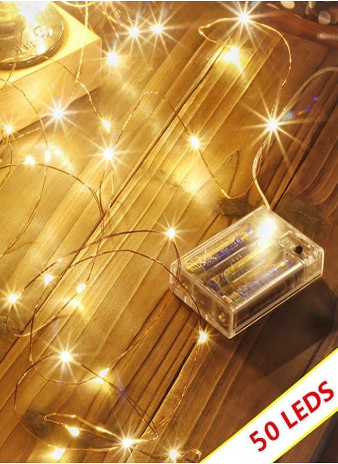 Generic 50 LED Waterproof Battery Operated Fairy Twinkle String Lights Yellow(5M 16 Ft )  - Image 2