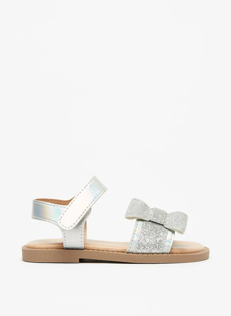 Flora Bella Glitter Textured Sandals with Hook and Loop Closure